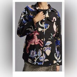 Anthropologie Icon sweater coat Jacket deer 🦩 flamingo.